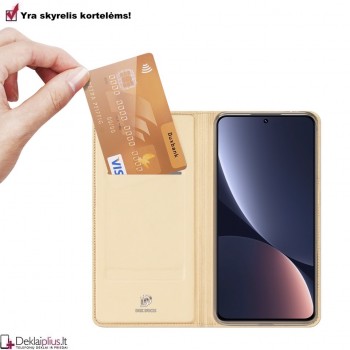 Dux Ducis Skin Pro dirbtinės odos dėklas - auksinės spalvos Xiaomi 13 telefonams Dux Ducis Skin Pro dirbtinės odos dėklas - auksinės spalvos Xiaomi 13 telefonams